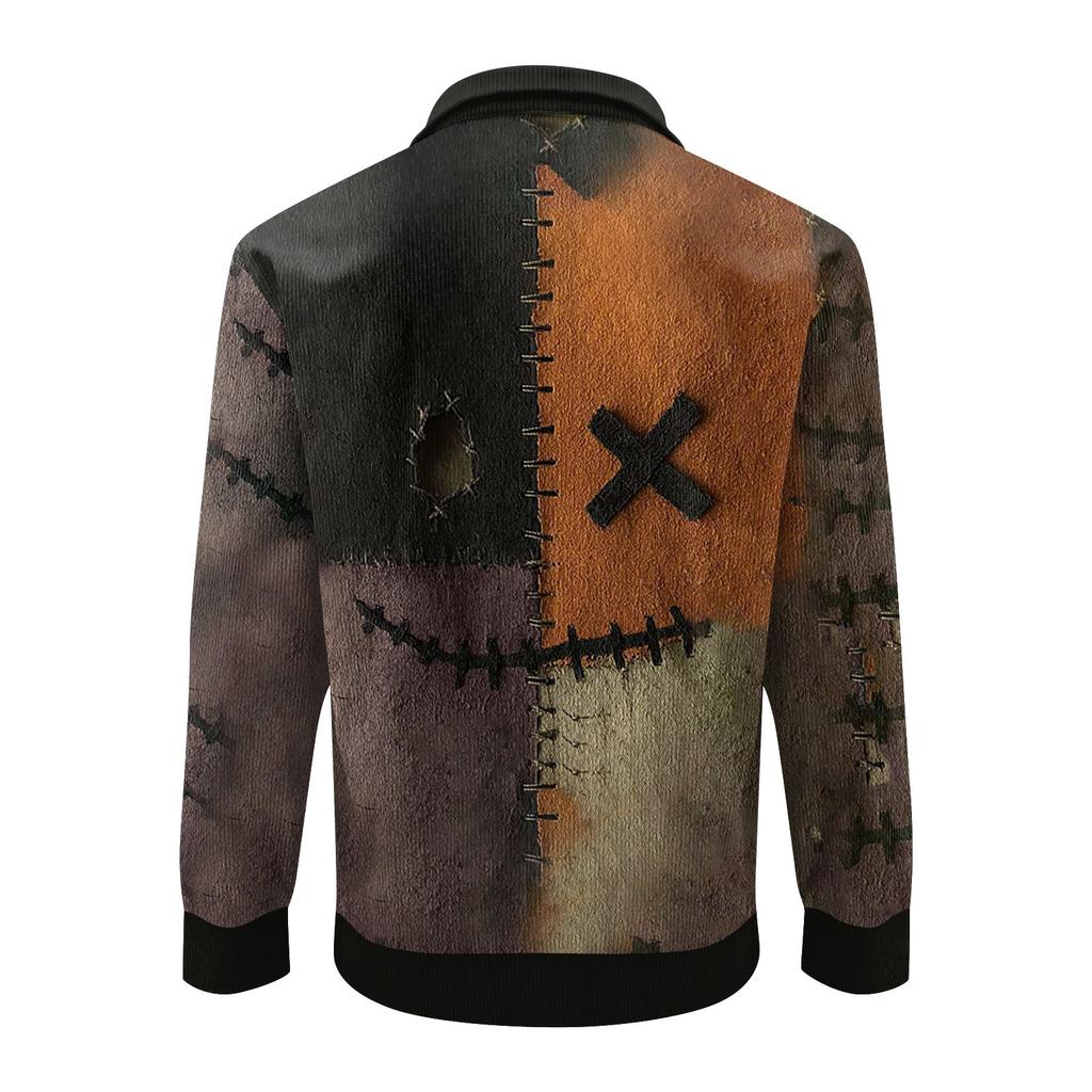 Men's Halloween Printed Corduroy Button Shirt