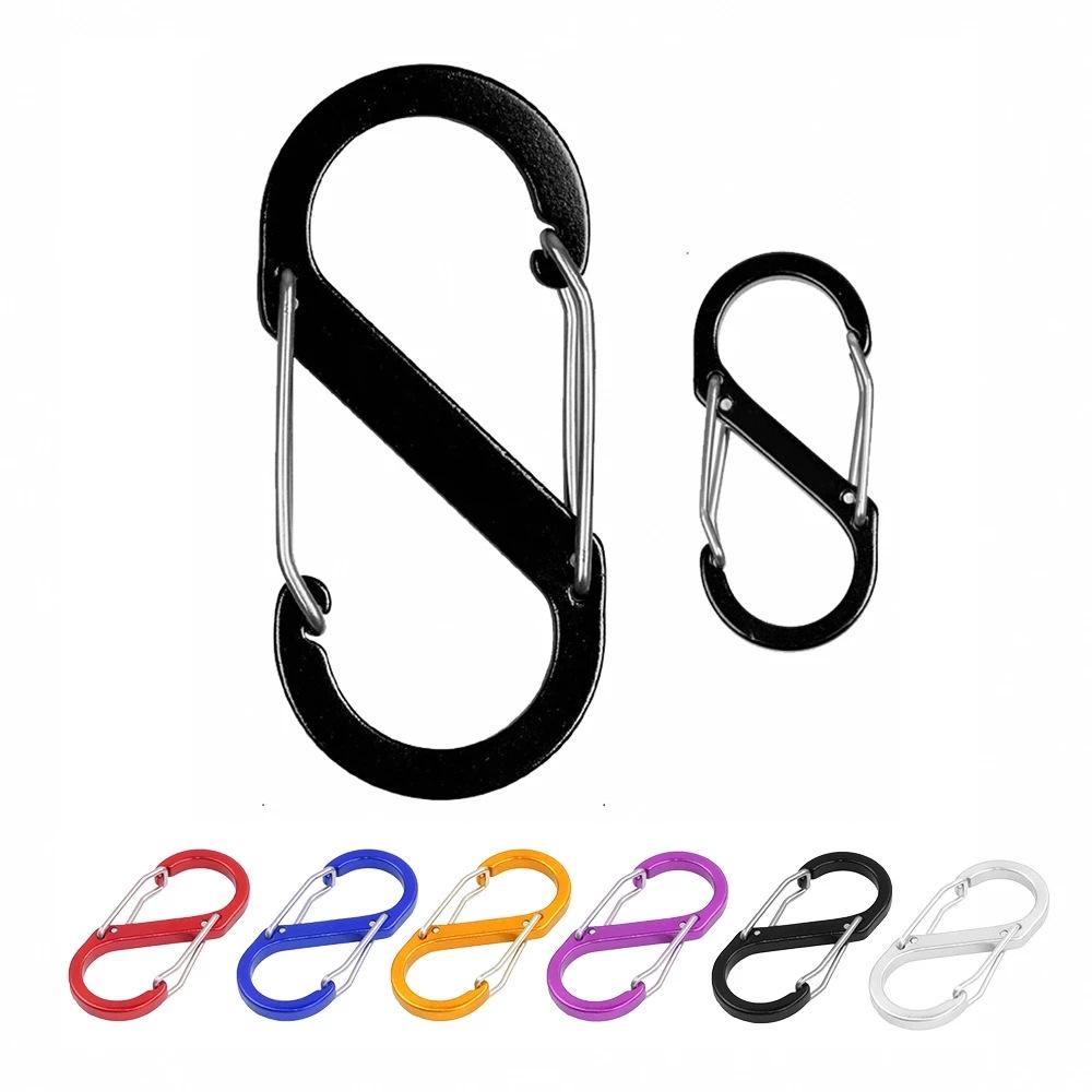 Aluminum Alloy S-Shaped Figure-8 Carabiner Keychain with No. 5 Steel Wire Steel Wire 5S