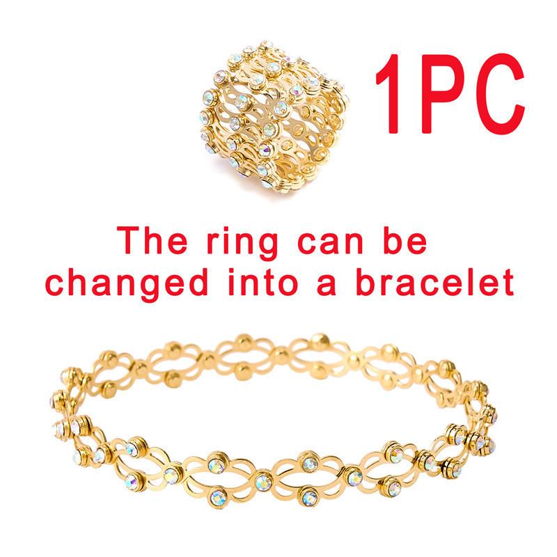 Heißer Magischer 2-in-1 Faltbarer Einziehbarer Armbandring Für Frauen Kreativer Dehnbarer Strassbesetzter Ring Armreif Schmuck