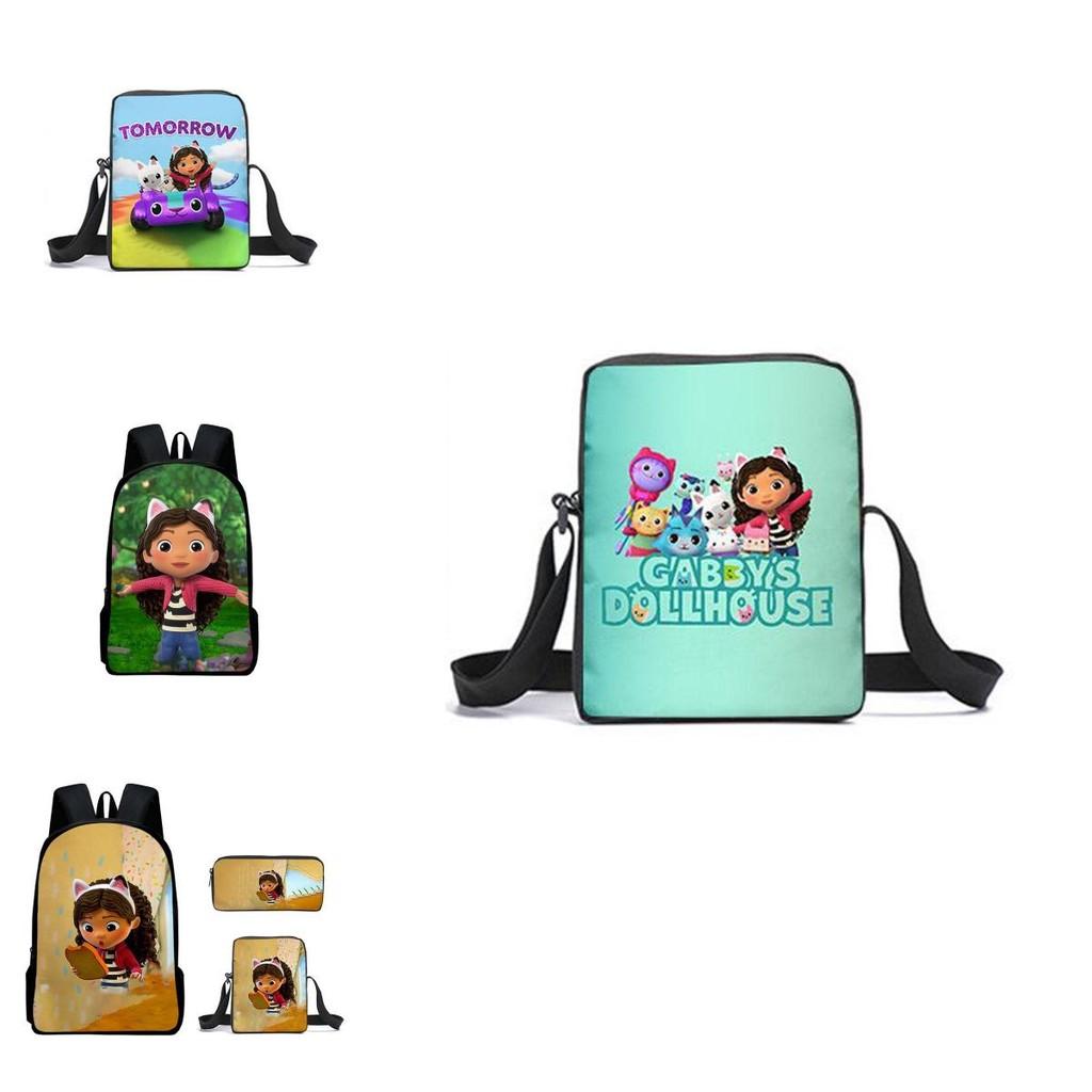 Gabby's Dollhouse Backpack Featuring Stylish Cartoon Design And Adjustable Shoulder Straps For Students