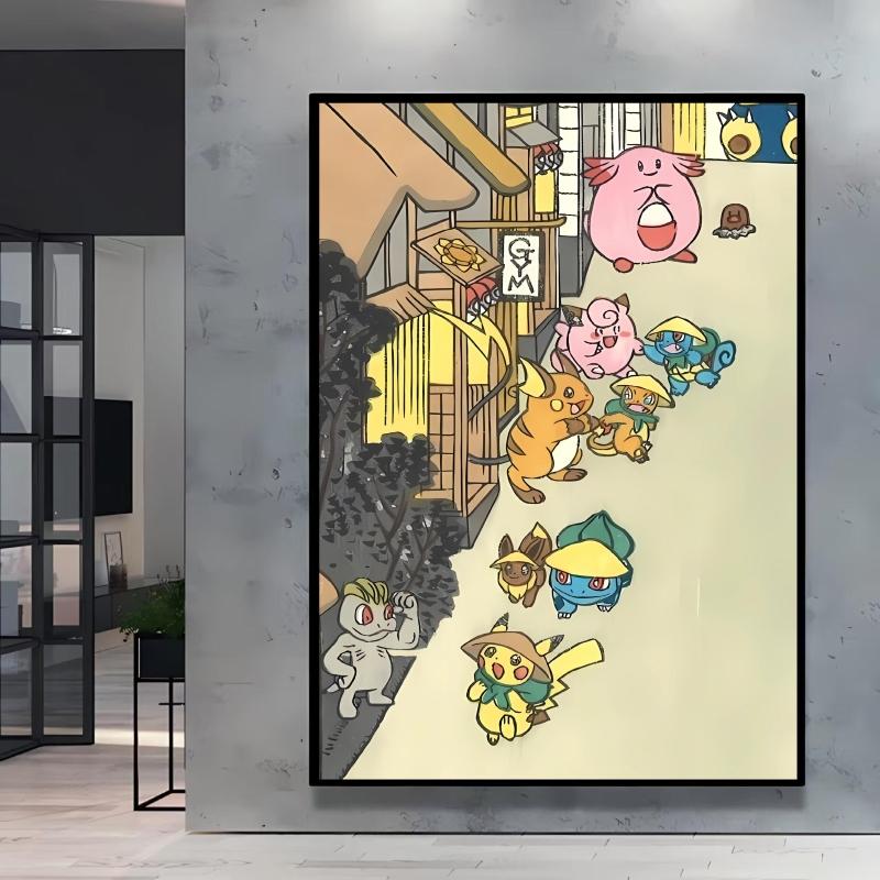 Leinwand Kunstwerk Malerei Pokemon Schiggy Poster Cartoon Bild Klassisch Haus Schlafzimmer Dekoration Gemälde Kindergeschenk