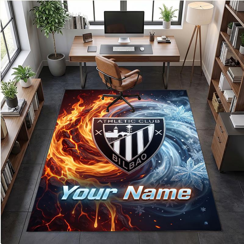 Crystal Velvet Rug Athletic Bilbao FC Print Custom Name Text Floor Mat Home Decor