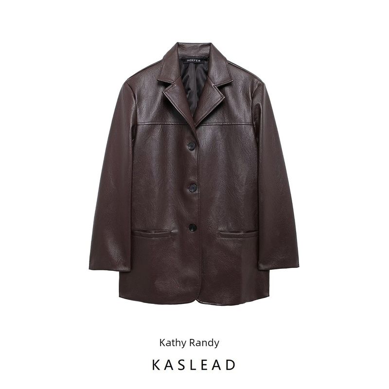 Kaslead New Arrival Women's Clothing Fashion Style Fashion Minimalist Old Money Style Leather Suit Outwear 0471273