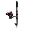 Fishing Rod Set Black Red Carbon Telescopic Fishing Rod GA3000 Spinning Reel with Line Bait Hooks for Saltwater