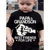 European Sizes Children boys'T-shirt "PaPa And Grandson Best Friends for Life" Print for Comfortable And Casual Round Neck Short Sleeves