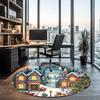 Christmas Street Printed Round Rug Carpet Chair Rug Area Rug Entryway Doormats,for Office Chair Living Room Bedroom Kitchen Room.