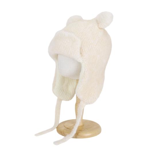 

Детская шапка с ветрозащитной веревкой, мультяшная форма медведя, мягкий плюшевый подклад, эластичная теплая шапка, зимний головной убор для мальчиков и девочек бежевый