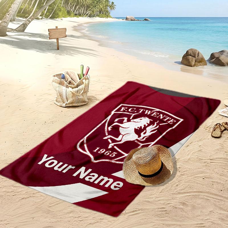 FC Twente Personalisiertes Bedrucktes Strandtuch Fußballlogo Unterstützung Benutzerdefinierter Name Text Absorbierendes Handtuch Für Sport Reisen Besonderes Geschenk