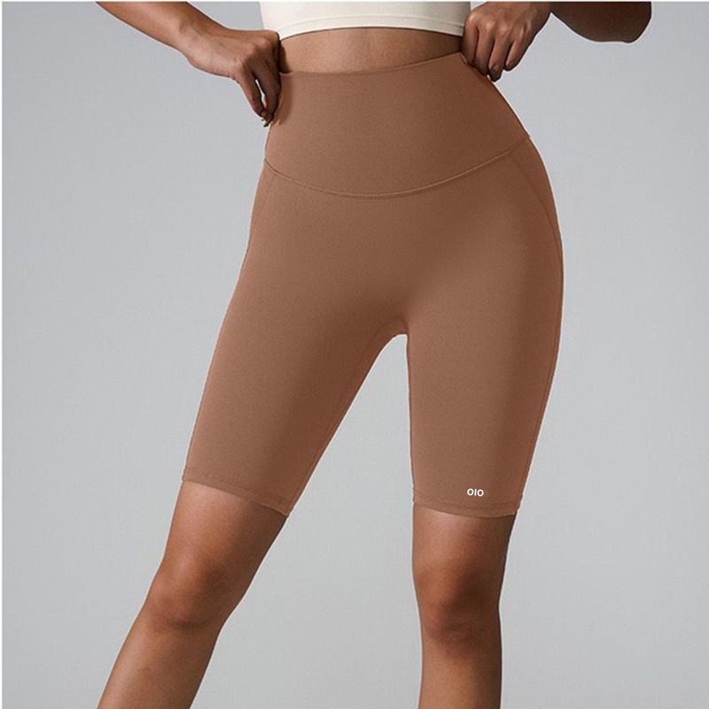 Oiob Nude Feel Yoga Short-Length Pants Women's High Waist Hip Lifting Sport Tights Cycling Running Training Fitness Short Pants