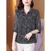 Chiffon Short Wide Lady Summer Dress New National Style Retro Three-quarter Sleeve Mom Style Floral Shirt Top