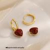 925 Sterling Silver Heart Earrings for Women - Red Zodiac New Year Niche Gift