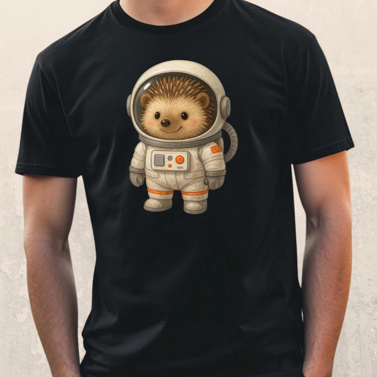T-Shirt Herren Igel Astronaut Motiv Baumwolle Größe S bis 5XL L