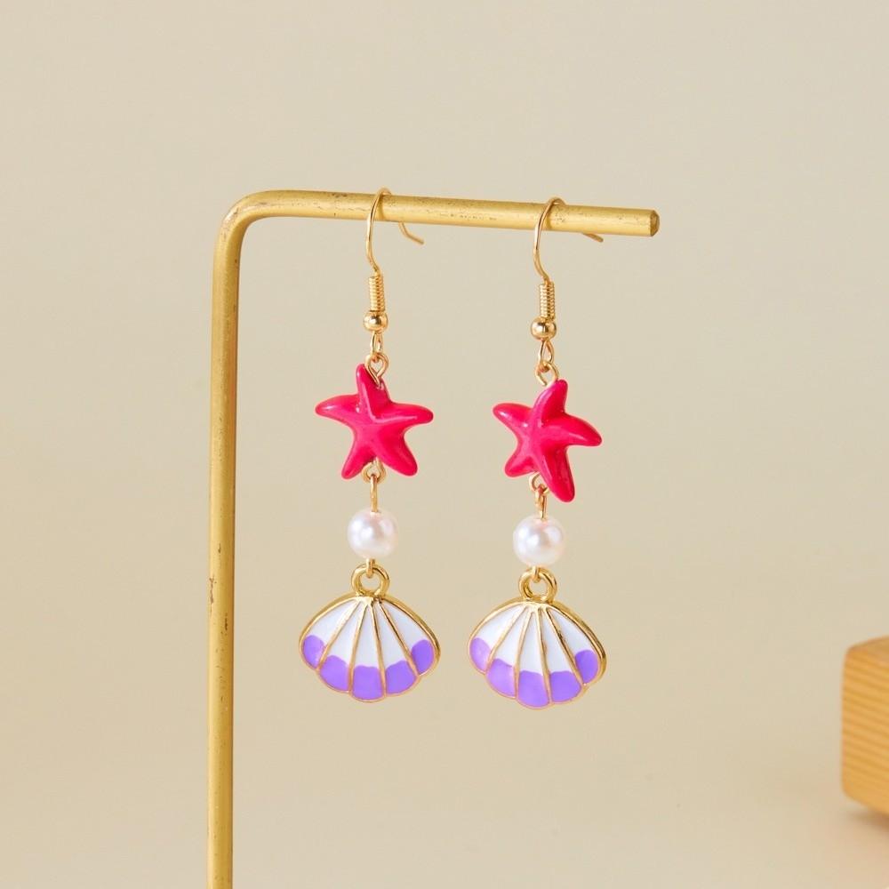 Bohemian Seestern Steckerohrringe Perlmutt Muschel Hängeohrringe Strass Hängeohrringe Sommer