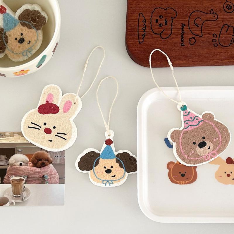 Dishwashing Sponge Scouring Pad Wood Pulp Cotton Tool Wipe Cloth Washing Compressed Wood Pulp Cleaning Cloth Sponge Kitchen