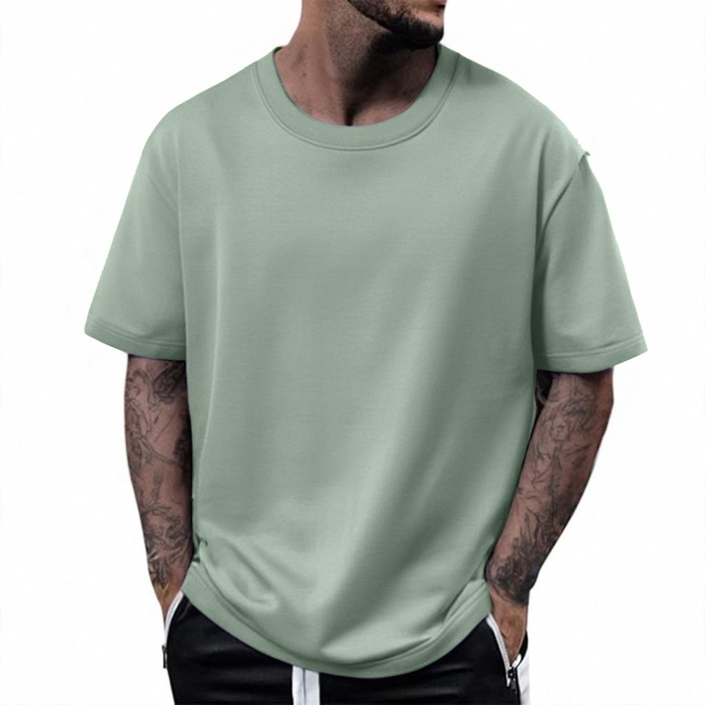 Men's Casual Loose Fit Short Sleeve T-Shirt, Soft Cotton, Crew Neck, Solid Color, Comfortable Daily Wear Top