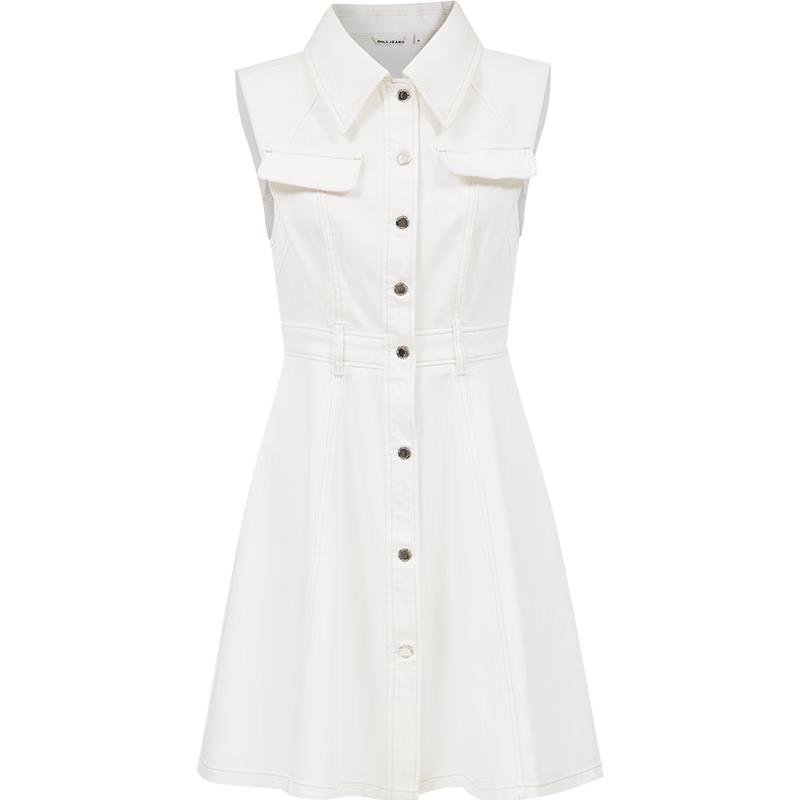 

ONLY Women s Padded Shoulder Sleeveless Denim Mini Dress M