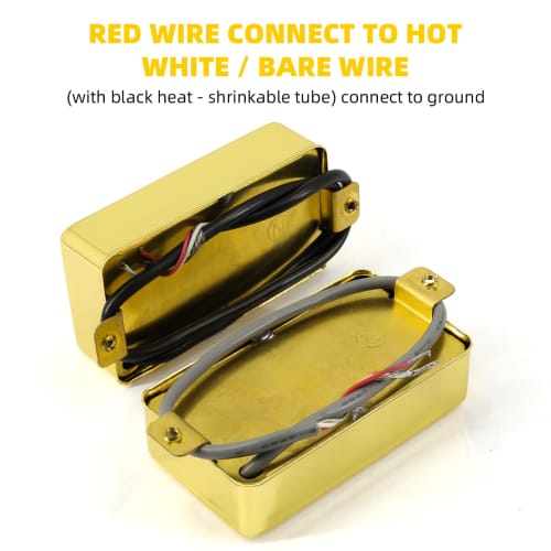 P90 Pickup Set, Alnico V Single-Coil Bridge & Neck Pickups for Les Paul P90-Style Humbucker-Size Electric Guitar (Black Gold)