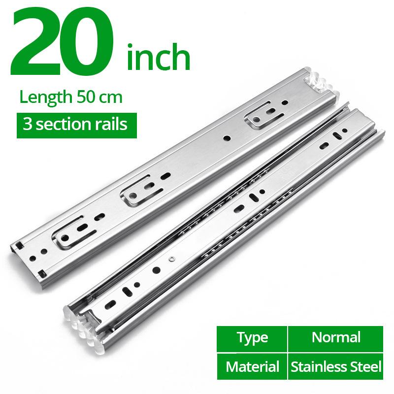 Stainless Steel Cabinet Slides Soft Close Three-Section Drawer Rails Drawer Slides Buffer Damper Rails Hardware