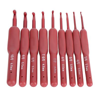 Ensemble de 9 Crochets de Crochet Corps en Aluminium Manche Enveloppé de Silicone 2 à 6 mm Ensemble d'Aiguilles de Crochet