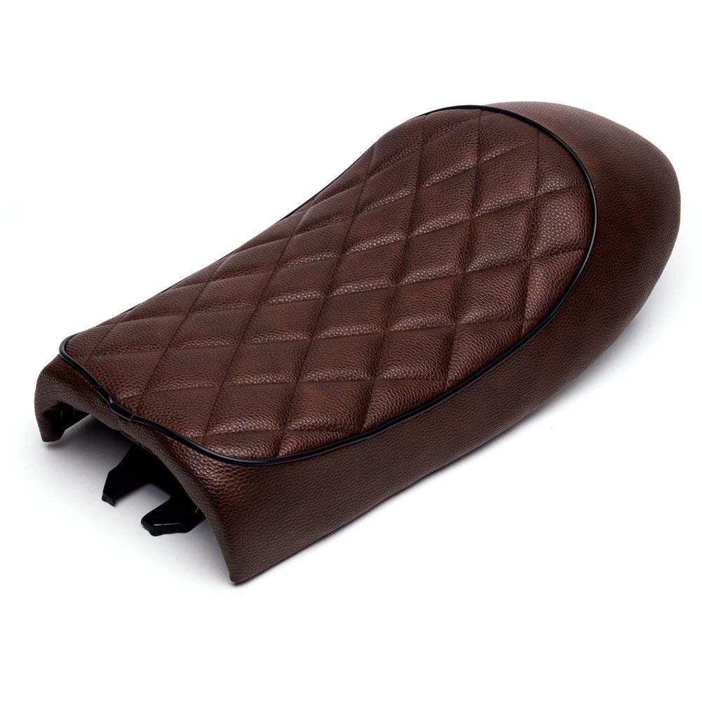 Karun Vintage Retro Cafe Racer Seat for CB, CL, SR, XJ, GS, and KZ (Diamond Hump, Brown)
