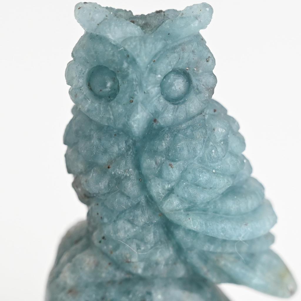 Blue Aventurine Owl Natural Stone Shipped as Good Interior Sculpture, 50mm, Ornament, One-of-a-Kind, Is, Fortune, Luck, Decor, Owl,