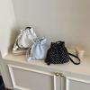 Women's Polka Dot Drawstring Shoulder Bag - Large Capacity Pleated PU Leather Crossbody for Fashion & Commute