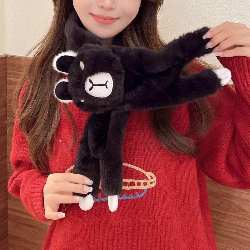 1Pc Fur Collar Soft Polyester Fiber Cartoon Plush Scarf Skin-friendly Faux Rabbit Fur Warm Capybara Clothing Accessories