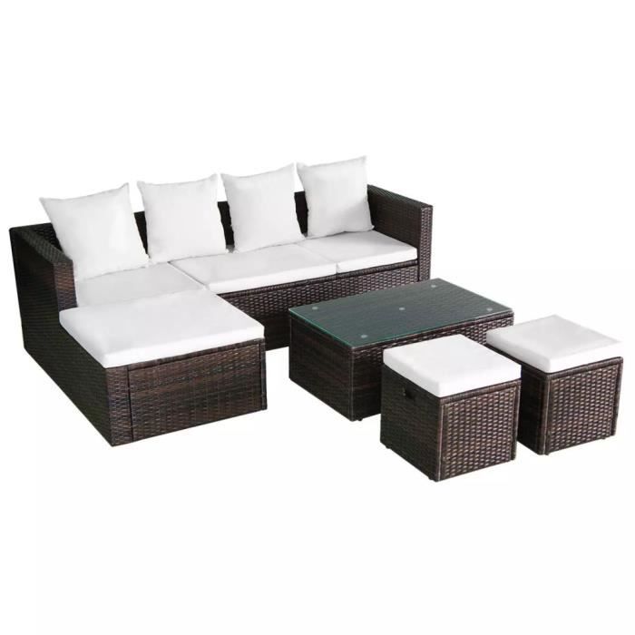 VidaXL Garden Lounge Set 4 Pcs with Cushions Wicker Brown 42585