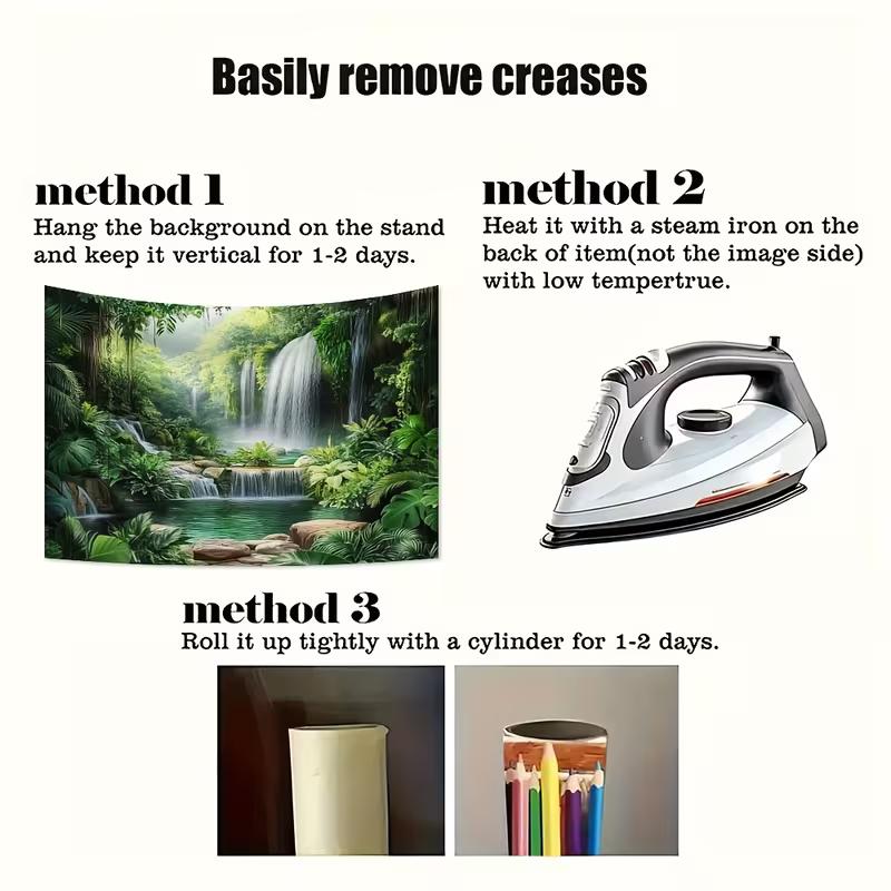 2D Jungle Waterfall Wall Tapestry Tropical Rainforest Background Cloth for Home Decor