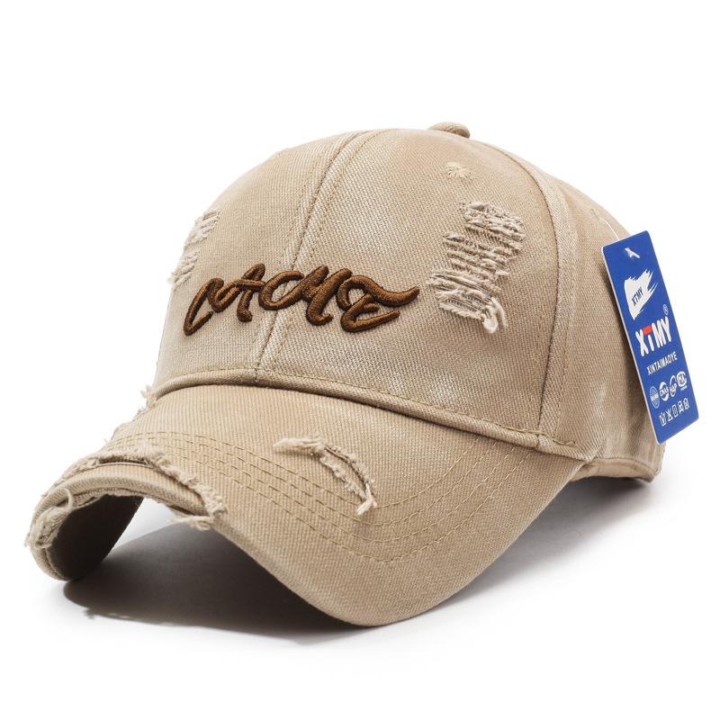 Distressed Baseball Cap Women Unisex Trendy Embroidered Letter Sun Visor Dad Hat