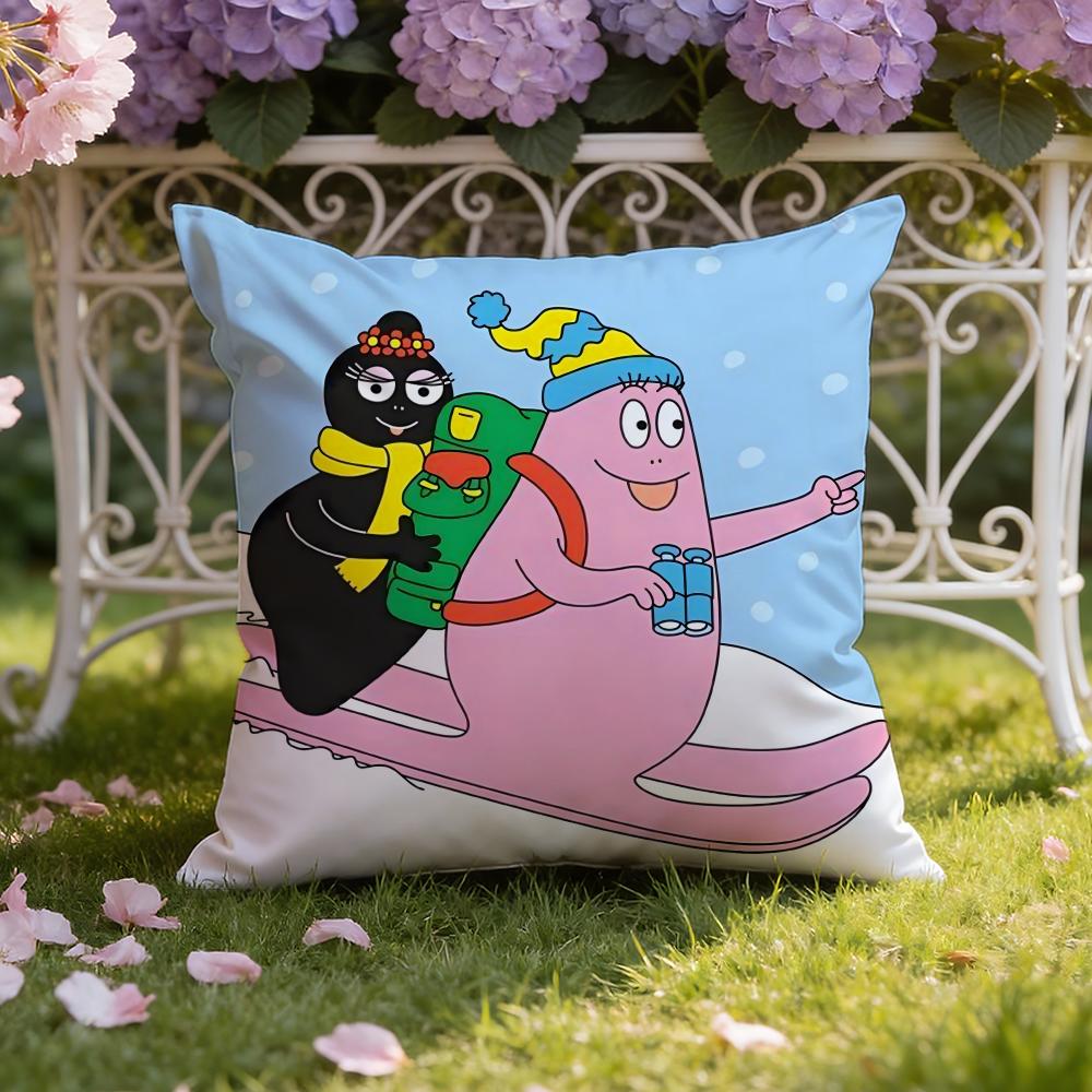 Cartoon Cute B-Barbapapas Cushion Cover Home & Car Dual-Scene Pillow Cover: Reversible for Premium Comfort