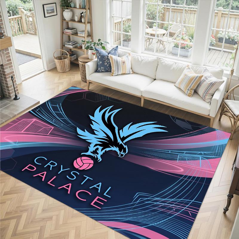 Crystal Palace Football Design Crystal Velvet Carpet Cozy Non?Slip Printed Rug For Bedroom Living Room Entrance