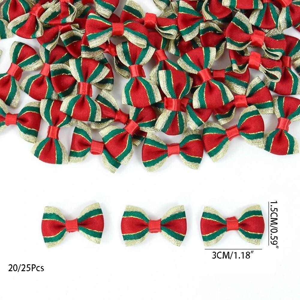 20/25Pcs DIY Christmas Tree Ornaments Crafts Xmas Hanging Decorations Christmas Bow Knot  Gift Decor