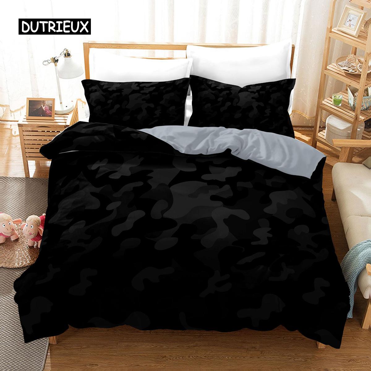 

Комплект постельного белья Camo Duvet Cover Set Camouflage Concept Concealment Bedding Set King Size Grey Black Twin Blanket Cover для детей подростков взрослых 150x200cm 3pcs