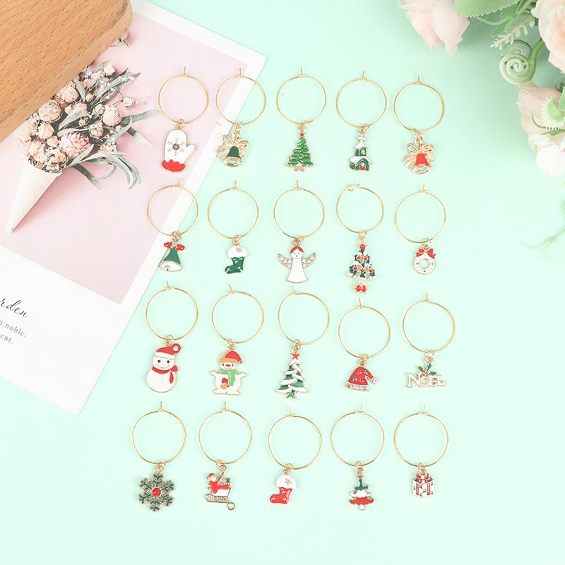 Christmas Wine Glass Charms With 20 Assorted Cute Designs And Storage Bag Perfect For Christmas Party Family Dinner