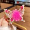 2 Pcs Butterfly Hair Clips Colorful Shiny Flying Butterfly Hairpin with Soft Hairball for Girls