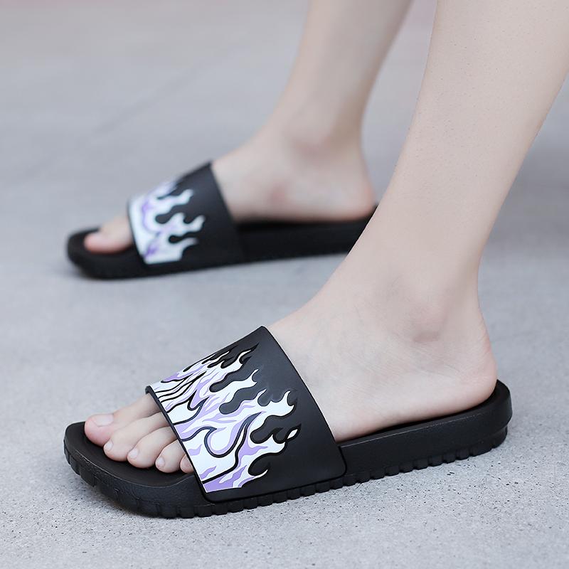 

Мужские шлепанцы, тапочки, уличные пляжные туфли, повседневные туфли на плоской подошве с принтом, летние сандалии больших размеров EU:49 фиолетовый