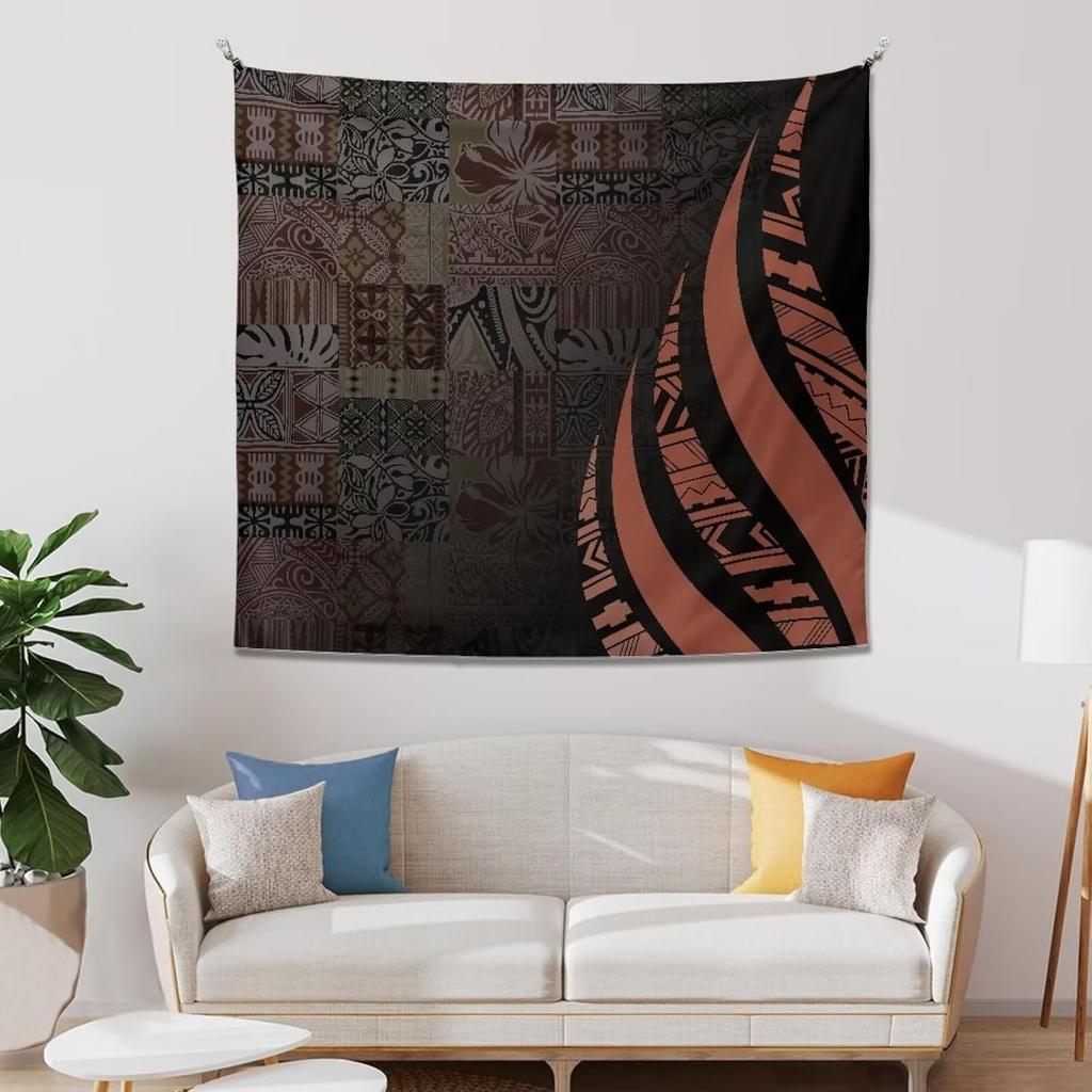 Polynesian Turtles Tapestry, Hawaiian Tribal Tattoo Hibiscus Print Wall Tapestry Tapestry Wall Hanging, Tapestry Aesthetics For