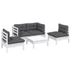 5 Piece Garden Lounge Set with Cushions Solid Pine Wood