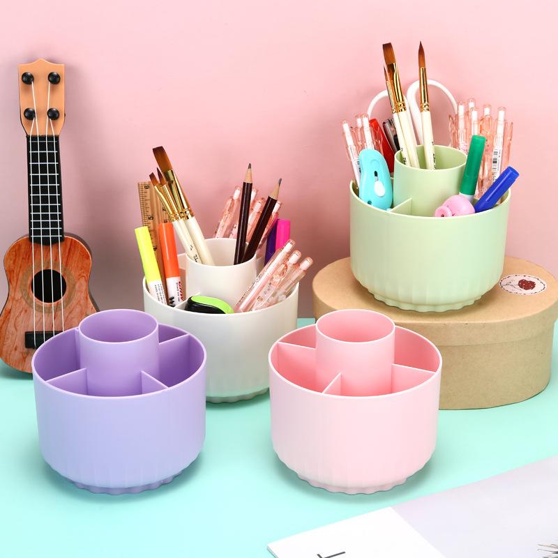 INS-Style Rotating Pen Holder for Students - Large-Capacity Creative Storage Box with High Aesthetics for Desktop