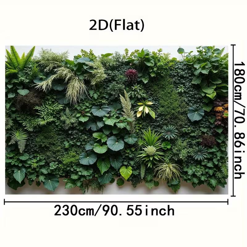 Realistisches tropisches Pflanzenwand-Gobelin, üppiger vertikaler Garten mit Farnen und Blattwerk Wandbehang