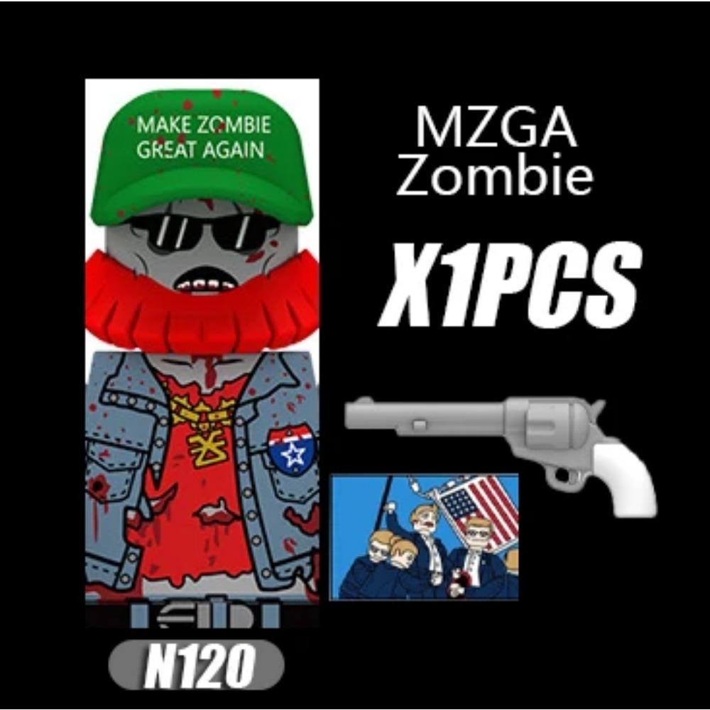 MOC Halloweenské Zombie Figurky Stavební Kostky Dvojitá Hlava Křivý Krk Příslušenství Kostky Hračky Dětský Dárek