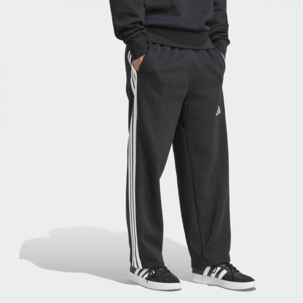 Adidas Unisex Cozy Loose Fit Essential 3 Stripe Fleece Pants