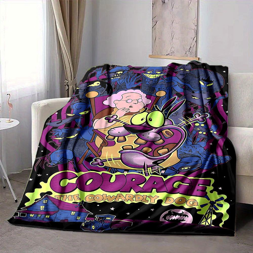 1 шт. Плед из фланели  Кураж - трусливый пёс  - Легкий, мягкий, теплый, всесезонный плед для дивана, кровати, путешествий, кемпинга L1029132 80x120cm