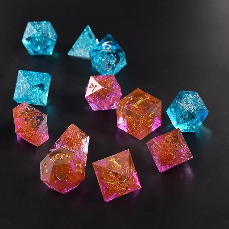 7 Shapes Dices Square Triangle Dices Mold Dices Digital Game Silicone Mould Crystal Epoxy Resin Mold with Storage Box