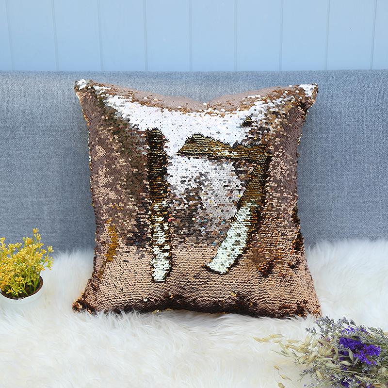 Sequined Pillowcase Contrasting Color Digital Series Cushion Cover Car Sofa Bedside Cushion Cover