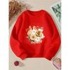 Girls' Round-Neck Hoodie | Golden Roses White Flowers Berries, Machine Washable, Spring and Autumn