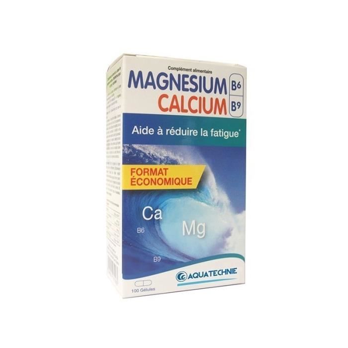 Magnesium Calcium B6 B9 100 Gelules Aquatechnie