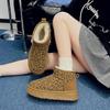 Winter snow boots women's short tube thickened bread shoes velvet warm leopard print cotton boots