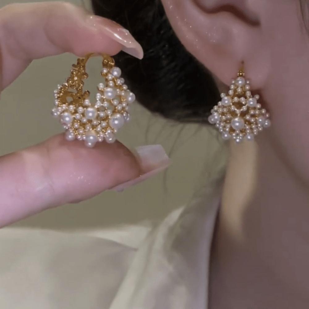 Flower Basket Earrings, Ear Buckles, Femininity, High-end Sense, Light Luxury, Niche Versatile Ear Jewelry